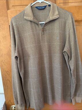 Ralph Lauren Polo Golf Men's Light Brown Quarter-Zip Sweater
